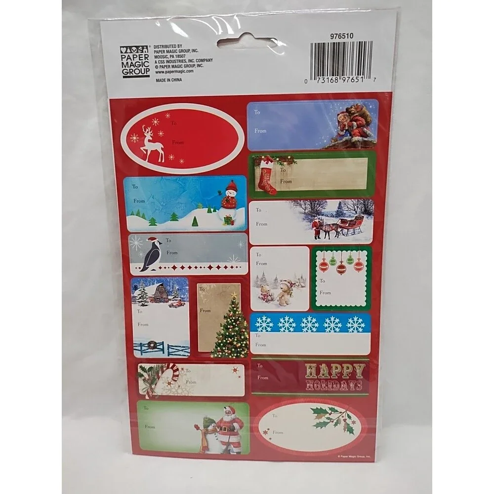 Lot Of (7) Christmas/Holiday Gift Bags Stickers Materials